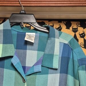 Allison Daley Women's Green Plaid Shirt